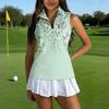 Camiseta Polo de Golf sin Mangas para Mujer con Cuello Cremallera Estampada Camiseta sin Mangas Deportiva para Deportes Tenis Running Entrenamiento Ejercicio