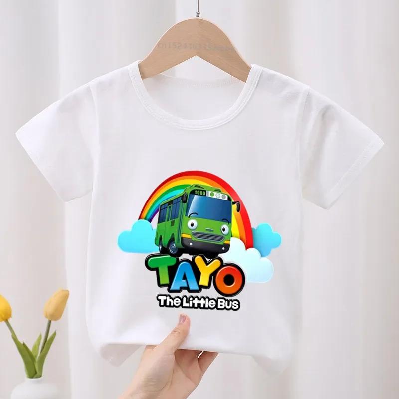 Tayo the Little Bus Print Kids T-shirt Children's Clothes 2026 Summer Cartoon Cute Baby Girls Clothing Boys Short Sleeve T Shirt