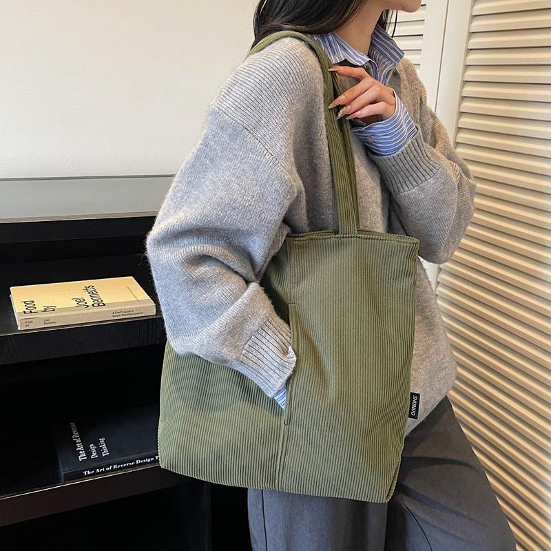 Large Capacity Tote Bag Women's Solid Color Shoulder Bag