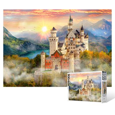 500-teiliges Puzzle / Strahlender Sonnenuntergang am Schloss Neuschwanstein, beliebtes koreanisches Puzzle