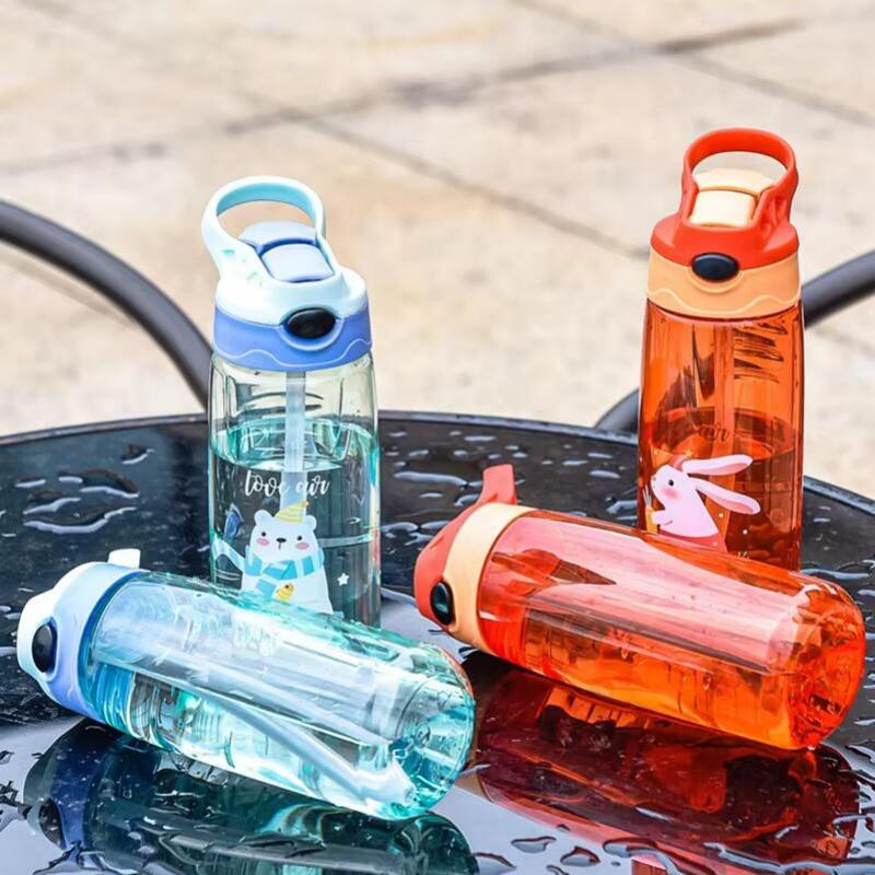 Borraccia per Bambini da 500ml con Cannuccia Senza BPA Bambini Bere Tazza Sana per Scuola Grande Capacità Estate Sport Tazze di Plastica da Uomo e Donna