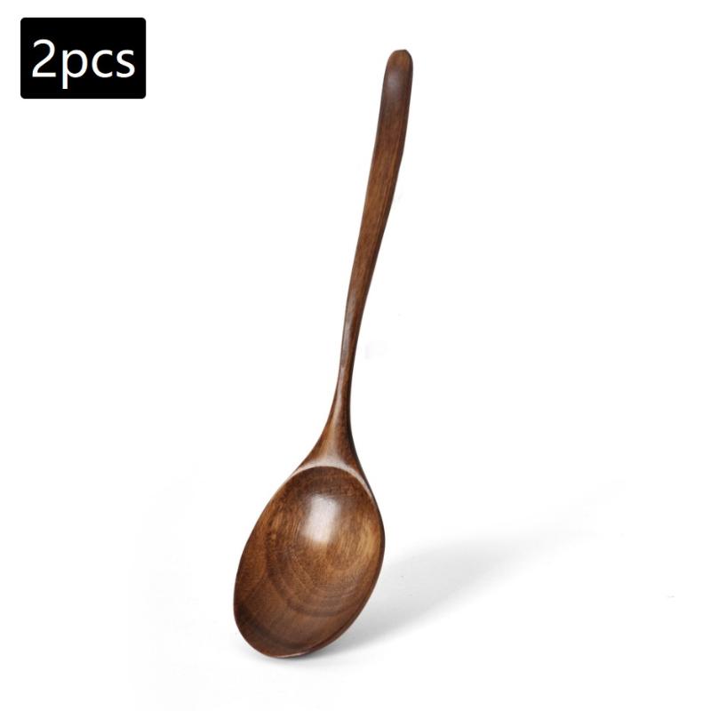 Nanmu Spoon Durable And Easy To Clean Long Handle Large Round Soup Spoon Multifunctional Portable Spoon Tableware