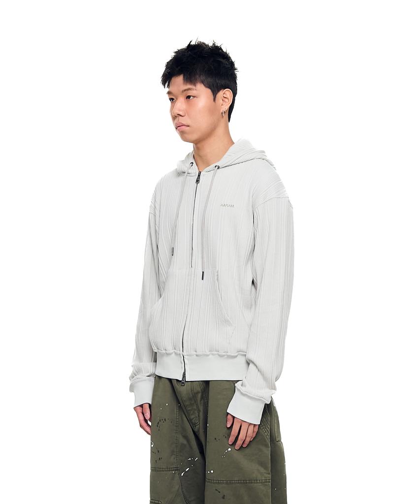 Aakam Knitted Zip-Up Hoodie (Ivory)