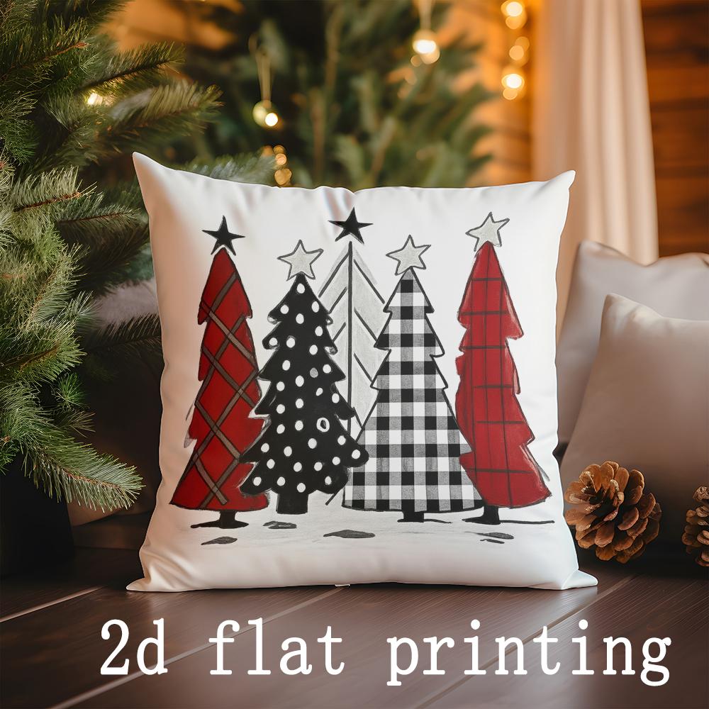 Home Decor Christmas-themed Snow and Tree Pillow Covers Pattern Cushion Cover Suitable for Sofa Bedroom Car Pillow Cover