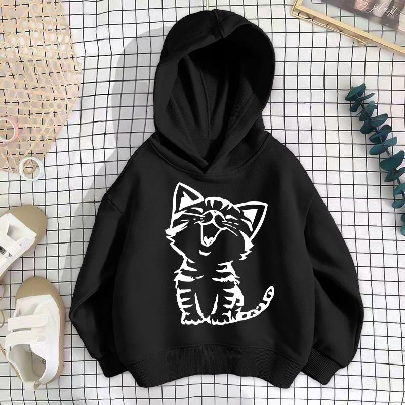2026 Spring/Autumn Korean Style Girls' Printed Drop Shoulder Thin Hoodie