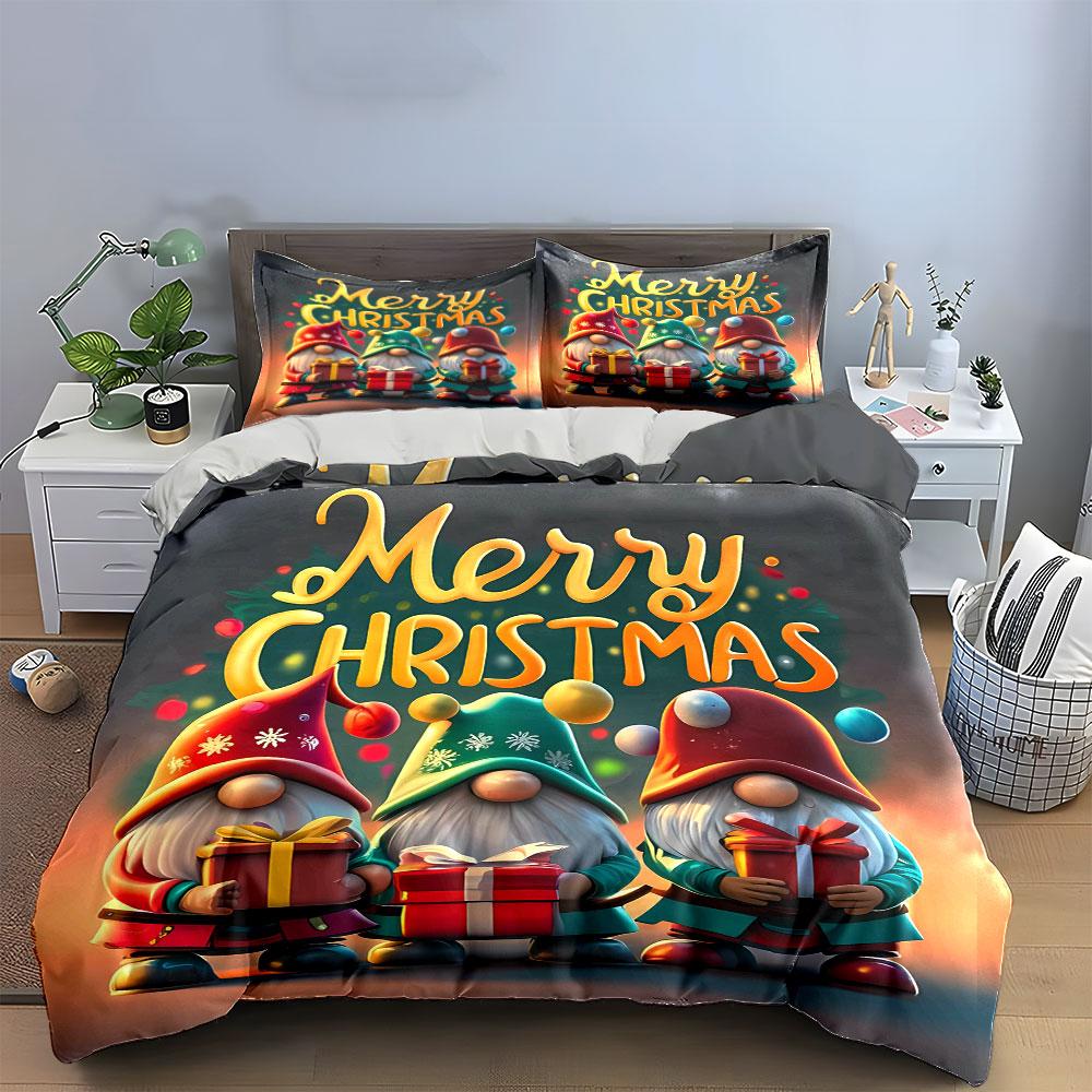Gnomes Holding Gift Boxes. Bedding Sets Duvet Cover Sets Duvet Covers Pillowcases(1* Duvet Cover 2* Pillowcases Without Duvet Insert)