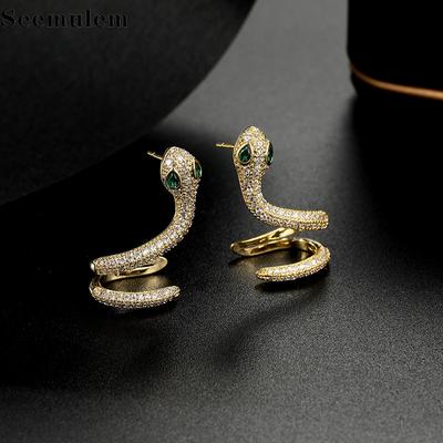 Seemulem Exagérer Tendance Créative Nouvelles Boucles d'Oreilles Serpent Argent 925 Véritable 100% Boucles d'Oreilles Puces Féminines Zircon Bijoux Fins