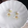 Summer Colorful Pearl Flower Pendant Earrings, Small Fresh Fashion High Sense Sweet Resin Earrings