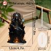 2D Flat Print, Home Decoration Ornaments, Vintage Style Acrylic Reaper Statue with Base, Skull and Flame Design, Home and Office Decoration