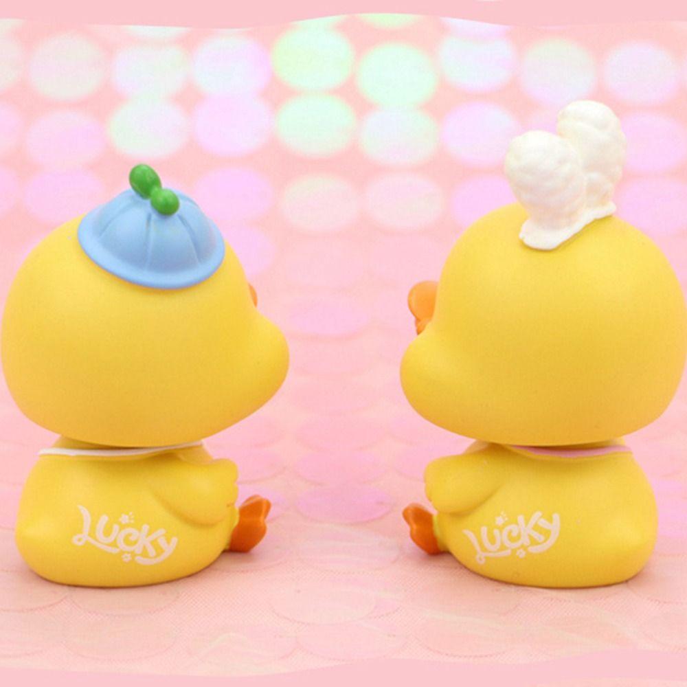 Kawaii Shake Resin Duck Figurine Exquisite lucky Duckling Doll Toy  Living Room