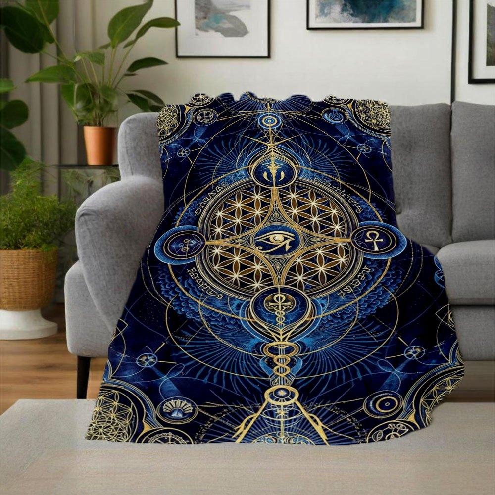 Sacred Geometry Tapestry - Spiritual Symbols Wall HangingBlanket Flannel Throw Blanket for Sofa, Bed, Travel, Camping, Office, Couch, Chair,