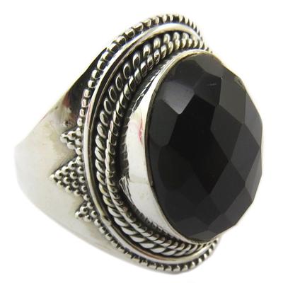 Anel em Prata 'Heaven' Ônix prateado - 23x15 mm