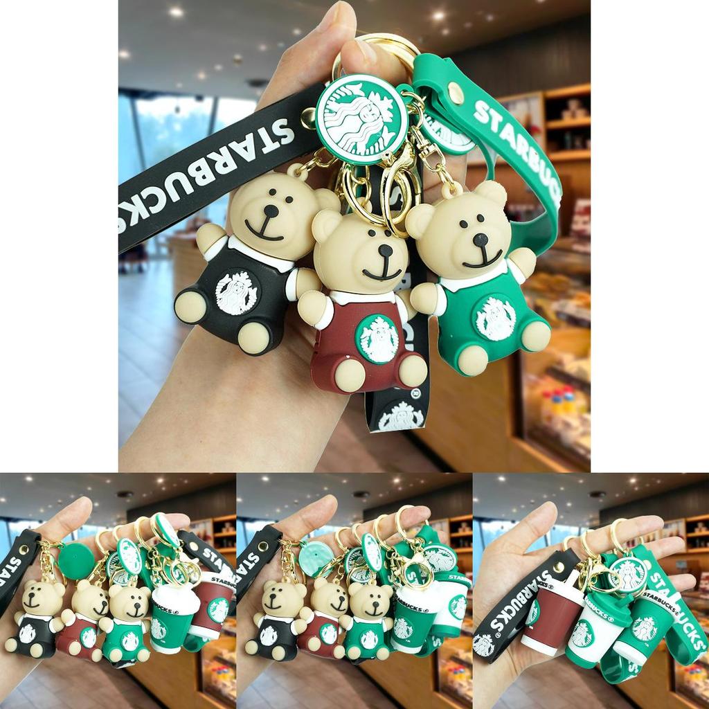 Adorable Bear Keychain Rubber Material Cute Cartoon Accessory For Keys Car Pendant