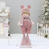 Růžový vánoční látkový panáček s parohy - Stojící ozdoba pro chlapce nebo dívku
