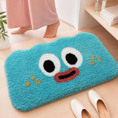 Funny Face Bath Mat Bathroom Plush Shower Area Rugs Non-Slip Rubber Light-Weight Stain-Resistant Easy-Care Floor Mats