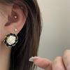 New Black Enamel Stud Earrings for Women White Acrylic Flower Korean Fashion Lovely Girls Ear Accessories Brincos 2025