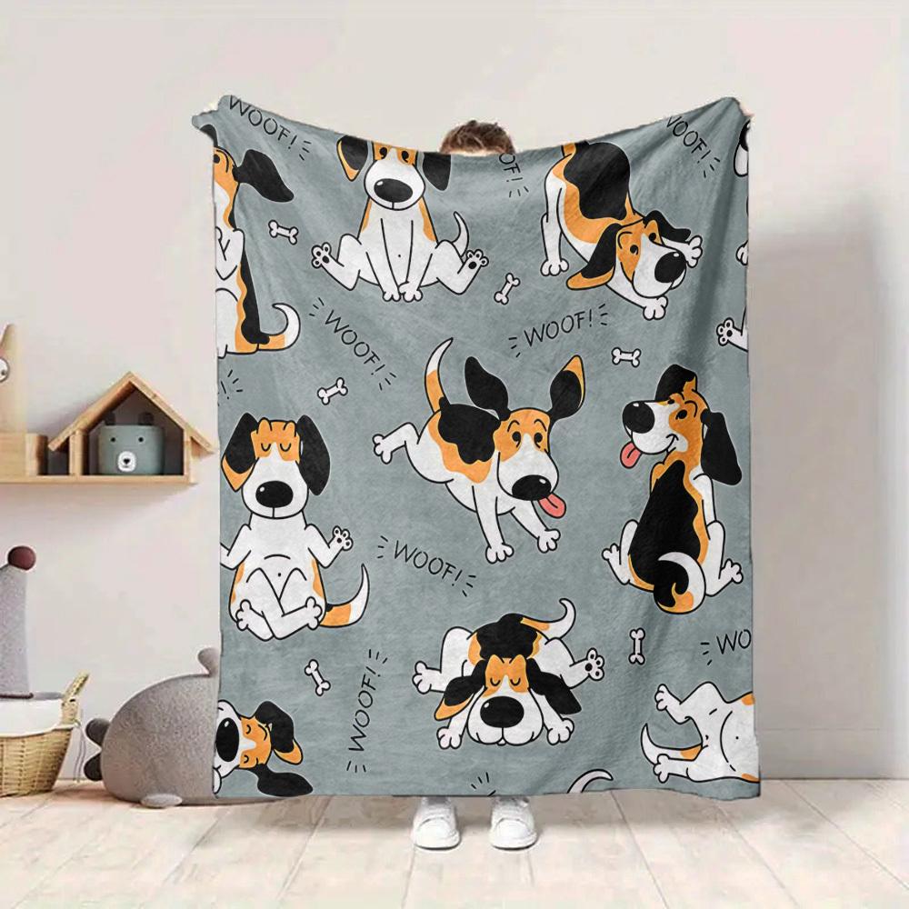 1pc Dogs Woof Blanket, Lightweight Flannel Throw Blanket for Sofa, Bed, Travel, Camping, Living Room, Office, Couch, Chair, and Bed
