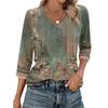 Women's V Neck 3/4 Sleeve Tops Casual T Shirts Basic Summer Tees Loose Fit Fall Pullover Tunic