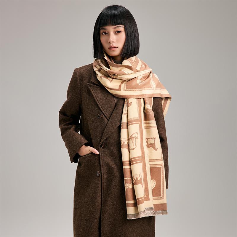 Warm Cashmere Scarf Winter Checkered Horse Pashmina Thick Blanket Shawls And Warps Bufanda Foulard Neckerchief Echarpe