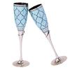 Glasses, Metal Goblet, Champagne Flutes, Diwali, Wedding Anniversary Gift for Couple Marriage, Corporate Clients- Set of 2, Blue Flutes Design