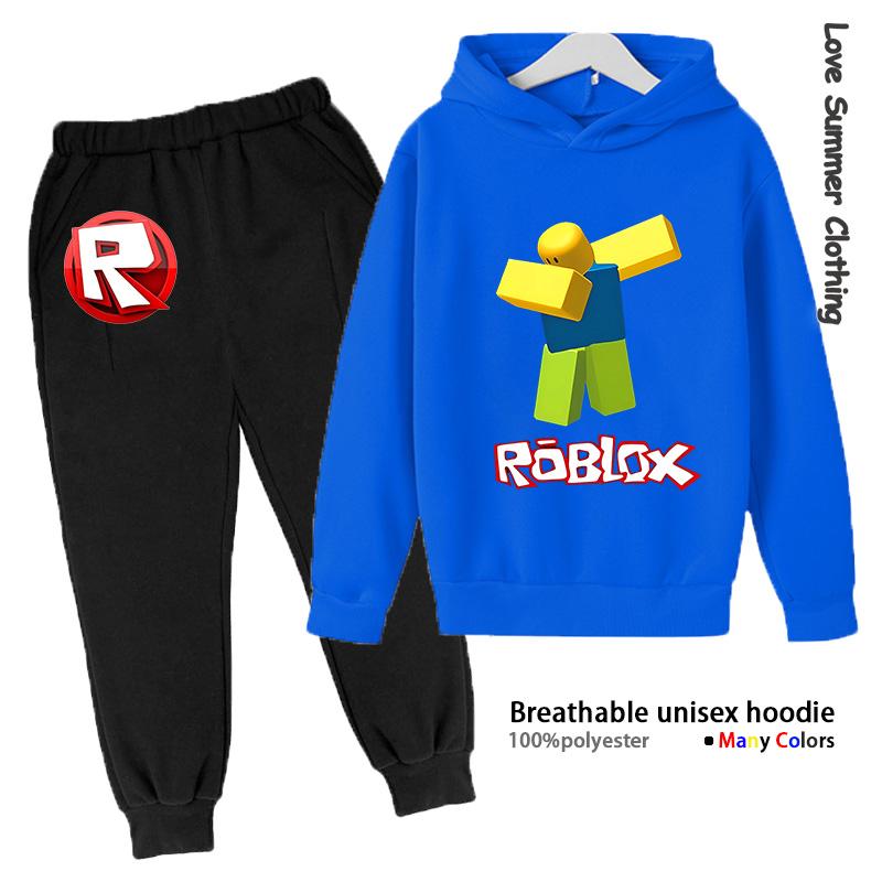 

Комплект спортивного костюма унисекс из легкого флиса с принтом Roblox, 2 предмета: детская толстовка с капюшоном и брюки, возраст 4-14 лет, повседневная одежда в стиле athleisure для ранней осени 160