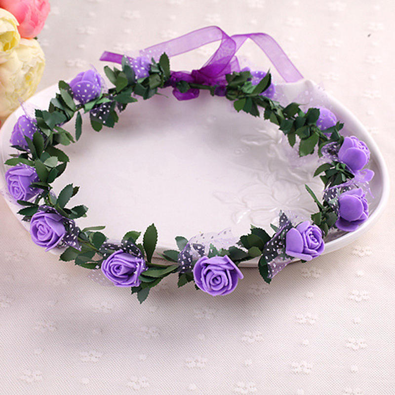 Sweet Girls Women Bridal Rose Flower Crown Headband Wreath Party Wedding Bridal Garland Hairband Headwear