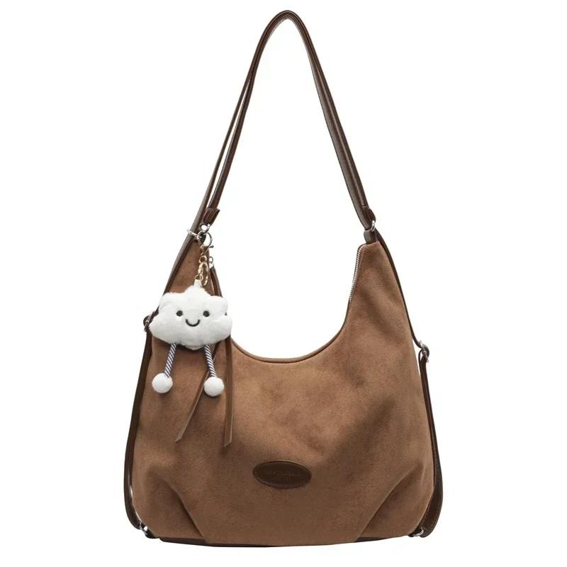 

Large Capacity PU 2026 Hot Selling Tote Bag Zipper Solid Color Simple Fashiable Shoulder Bag Soft Versatile Commuting Handbag коричневий
