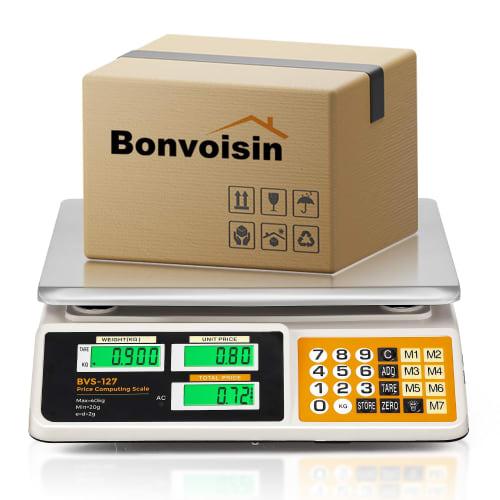 Bonvoisin Digital Price Scale, 40kg/2g, with Accumulation and Tare Functions, for Supermarkets and Greengrocers, with Japanese Manual