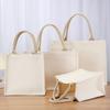 Reusable DIY Hand Drawn Canvas Bag Foldable Large Capacity Blank Tote Sack Daily Commutting Handbag Portable Shopping Bag