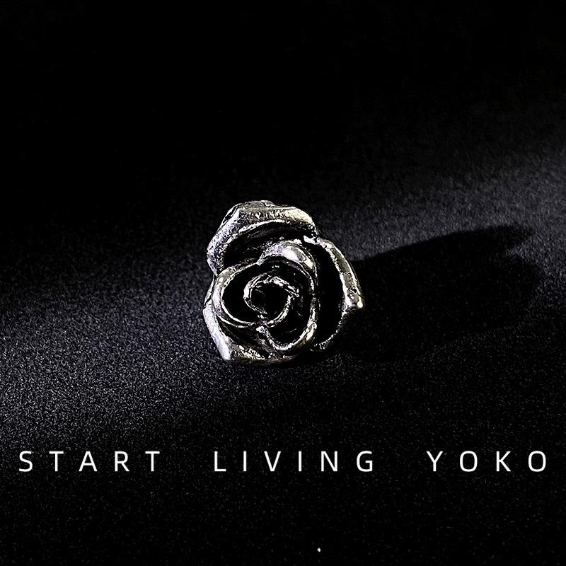 Vintage Silver Rose Shirt & Sweater Buttons with High-Foot Design - Decorative Cufflinks & Collar Buttons.