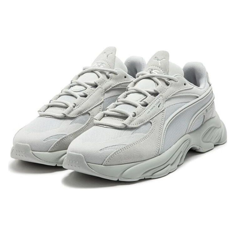 Puma Rs-Connect Fabric Two-Layer Cowhide Pu Comfortable Mid-Top Lifestyle Casual Shoes Unisex Casual Shoes Light-Gray 375151-06