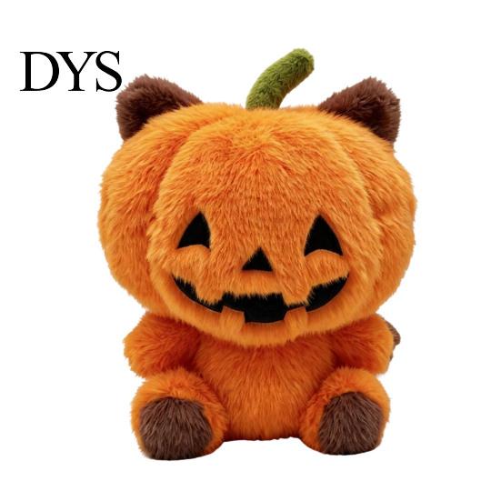Morbido Arredo Autunnale Halloween Zucca Peluche Cuscino con Orecchie e Artigli di Gatto, Coperta Accogliente per Divano Arancione Peluche Animale Cuscino per Divano,