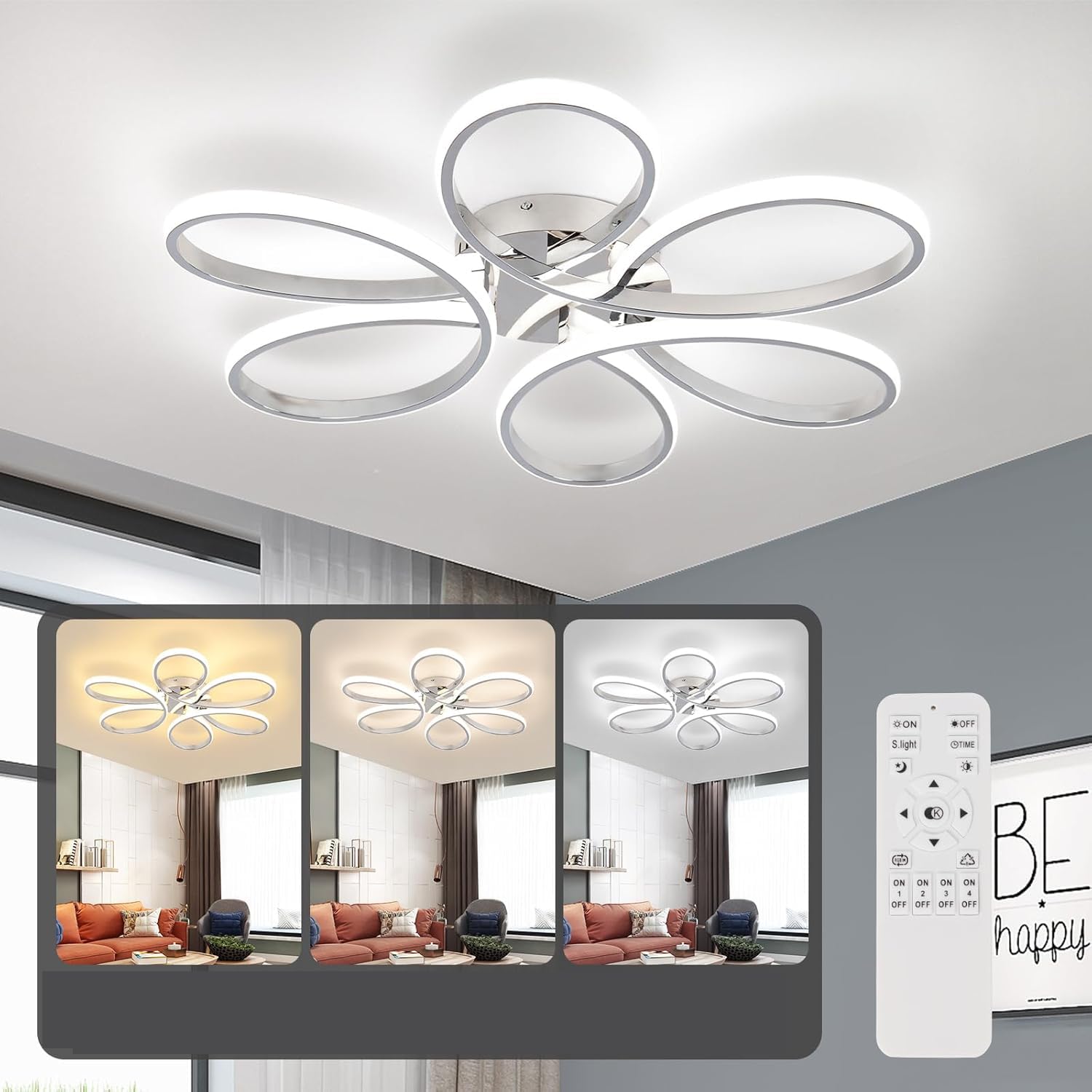 

LED Ceiling Light, Suitable for 8-16 tatami mats (approx. 8-16 tatami mats), Stylish Nordic Lighting Fixture, APP Remote Control, Stepless Dimming