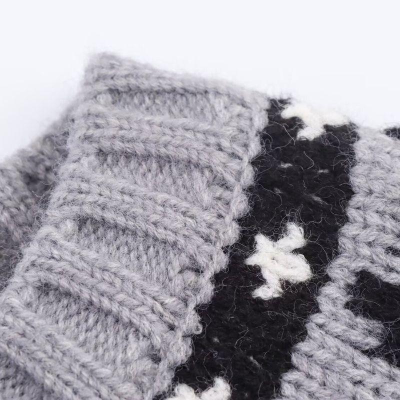 Kaslead New Women's Clothing European and American Style Fashionable Simple All-Match Short Jacquard Knitted Cardigan