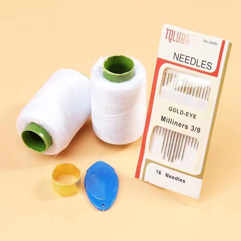 Mending Handmade Needle and Thread Set: White & Black Sewing Threads for Clothes