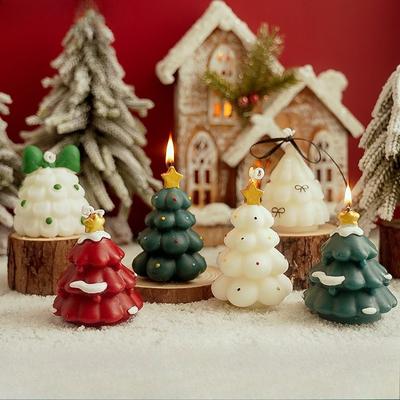 Christmas Tree Shaped Scented Candle Handmade Decorative Candle for Table Photo Prop Christmas Eve Party Decoration and Gift