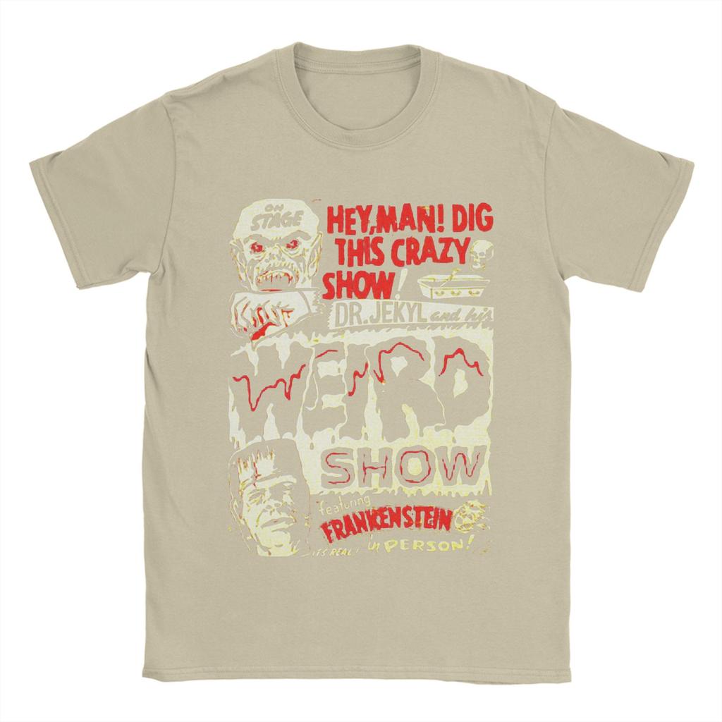 Vintage Dr. Jekyl und seine seltsame Show mit Frankenstein Horror Vintage T-Shirt Herren Baumwolle Rundhals Sommer Tops Shirts