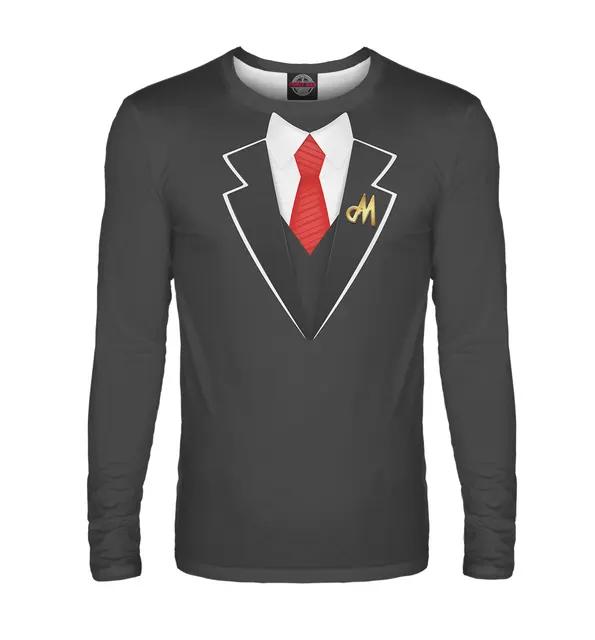 Suit Imitation 3D T-shirt For Men's Street Hip-hop Cosplay Funny And Personalized Round Neck Long Sleeved Fashion Casual New Top