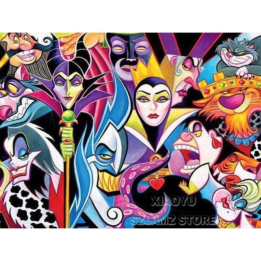 5D DIY Disney Diamond Painting Villains Evil Queen Full Round Cross Stitch Cartoon Art Diamond Embroidery Home Decor
