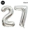32inch Silver Number Foil Balloons Large Digit 0-9 Helium Globos Happy Birthday Party Decor Wedding Anniversary Graduation 2026