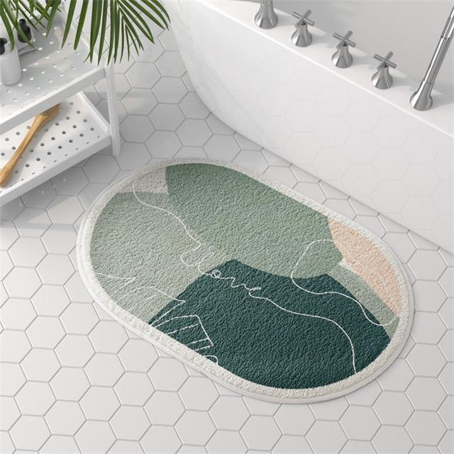 Ins Style Oval Bathroom Mat Non -Slip Fluffy Bathtub Side Carpets Shower Room Absorbent Floor Mats Toilet Pet Rugs  Tapis