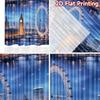 2D Flat Printing 2pcs Curtain Curtain London Night Skyline Digital Printed Polyester Drapes Family Party Decoration for Holiday