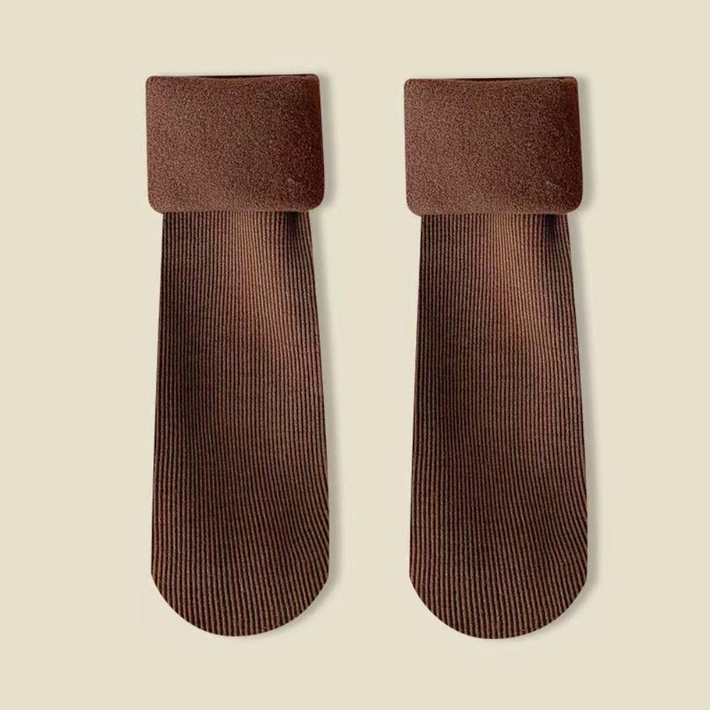 Solid Color Thick Plush Snow Sock Seamless Sleeping Socks Casual Mid Length Sock  for Women Mens