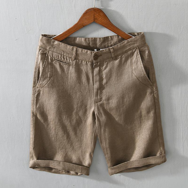 100% Linens Men's Shorts Simple Style Summer Shorts Breathable Casual Beach Baggy Shorts Daily Solid Color Short Pants