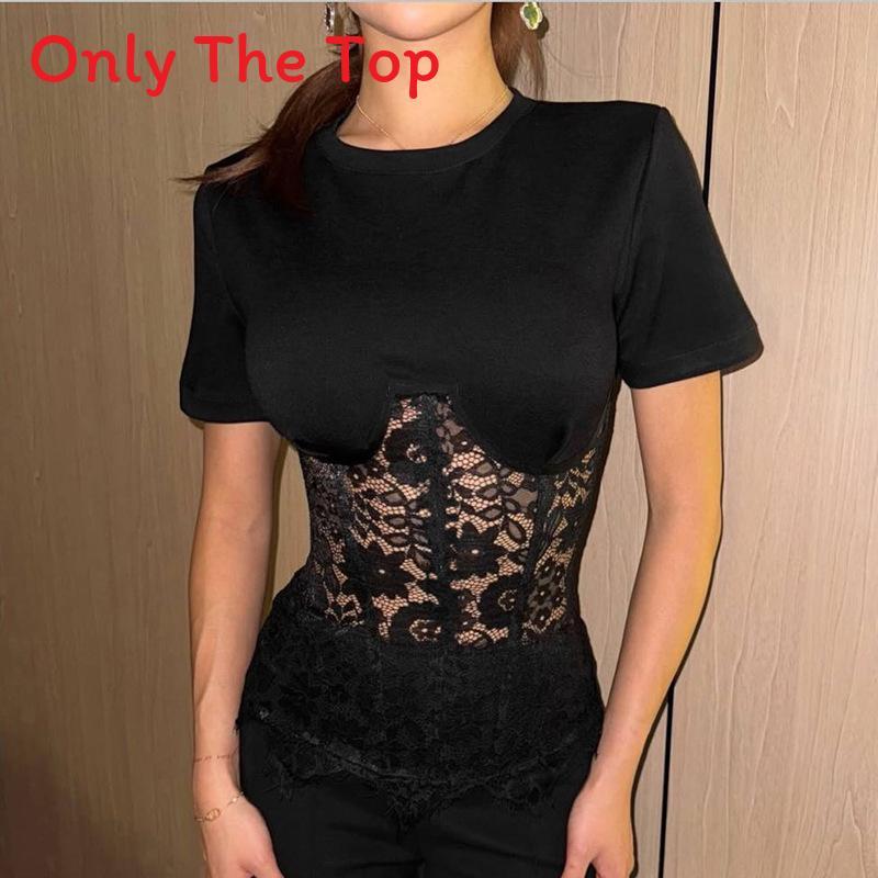 Romantic Lace Crossover Crop Top With Short Sleeves For Summer Party Wear S