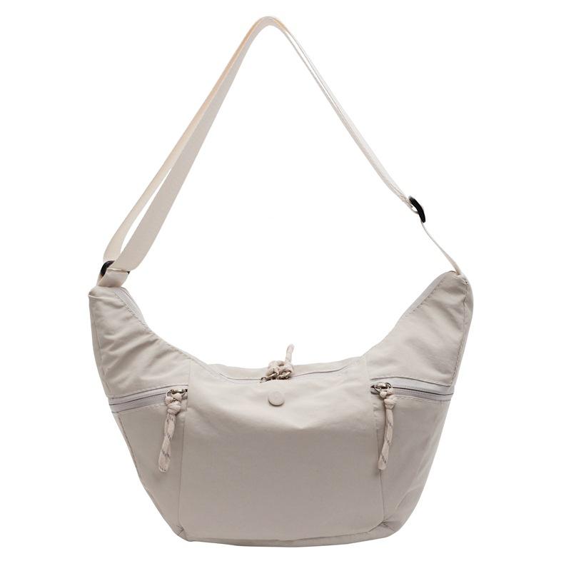 Casual solid color dumpling bag women's new versatile croissant simple texture nylon shoulder messenger bag