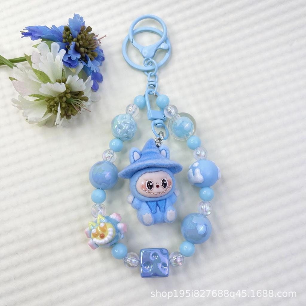 Flocking Wizard Cute Grain Mobile Phone Chain Keychain Bag Doll Pendant Accessories