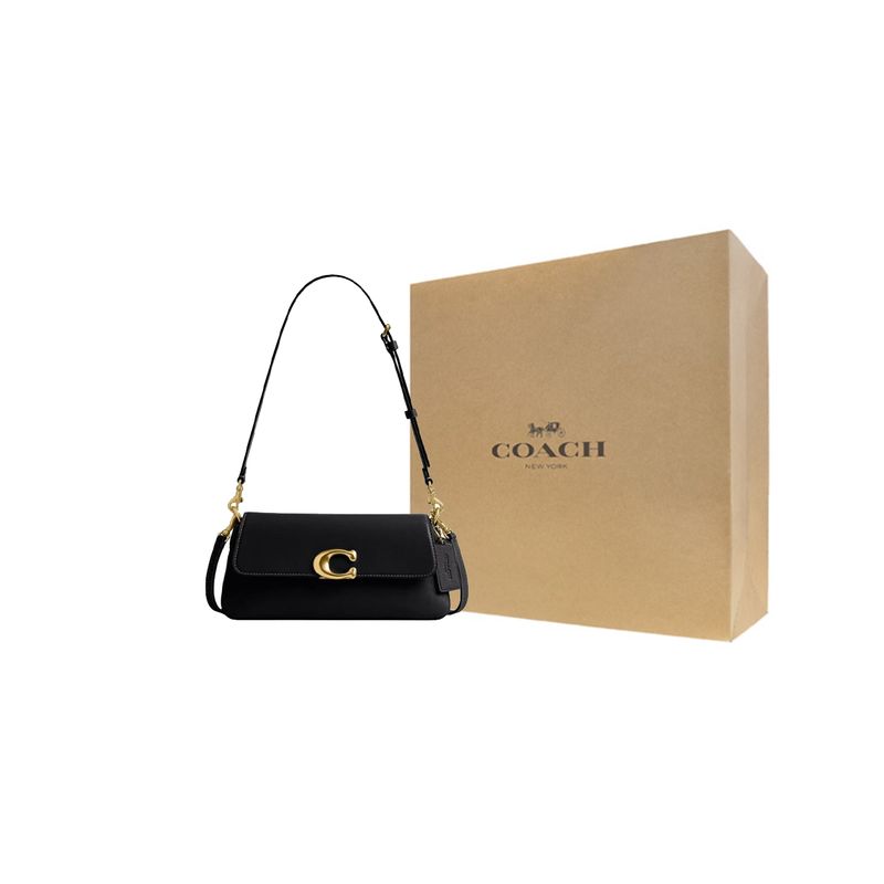 Coach Jet 25 Logo Leder Tote Crossbody Umhängetasche Mittel Damen Taschen Schwarz CAM16-B4BK