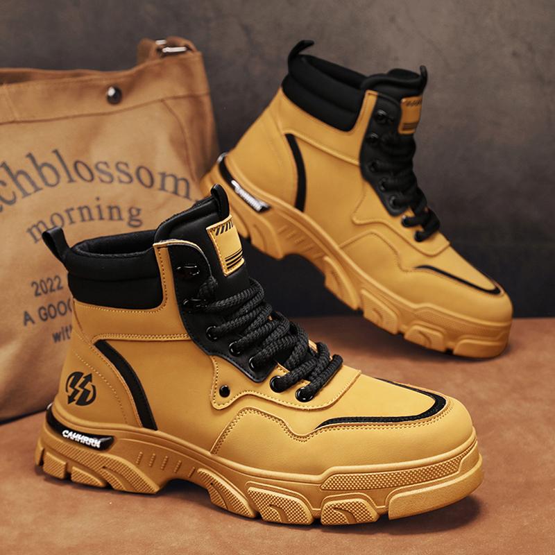 Fashion CYYTL Men Boots Leather Casual Shoes Outdoor Platform Walking Fashion Luxury Designer Ankle Work High Top Sneakers Cowboy Winter