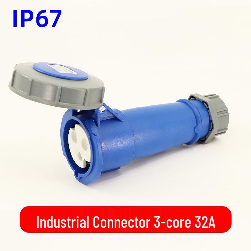 Waterproof 3-core 4-pin 5-hole Male-Female Aviation Plug Socket, Three-Phase Electrical Connector, 16A/32A, IP67.